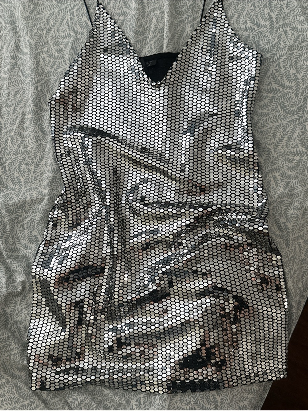 Topshop Silver Sequin Mini Slip Dress